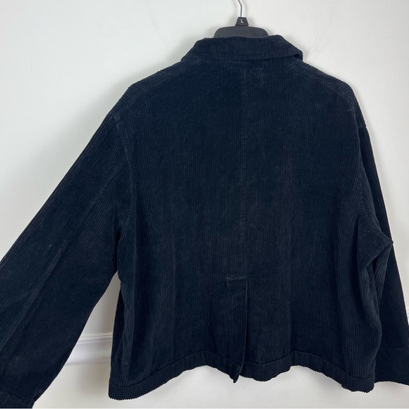 Charlie Joe Black Lexus Ribbed Corduroy Chore Jacket 100% Cotton Boxy M - Picture 3 of 12